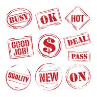 Set of red vector grunge stamps N3