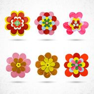 Decorative floral set flowers Made of paper layers N4