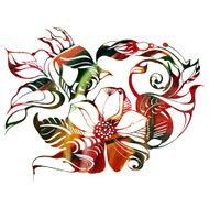 Flowers drawn in ink on old paper N16
