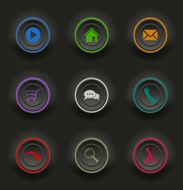 Colored set dark round buttons for web template