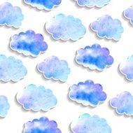 Seamless pattern watercolor clouds with shadows