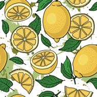 Seamless pattern with yellow lemons N7