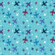 Airplanes in the sky seamless pattern background
