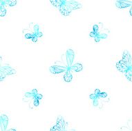 Seamless pattern of watercolor butterflies N2