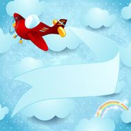 Red airplane with banner