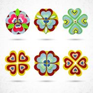 Big set of beautiful colorful flowers Vector illustration N4
