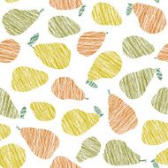 Seamless pear texture Endless fruit background Vector Harvest ornament