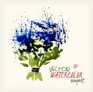 Vector watercolor bouquet of blue flowers