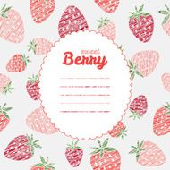 Text frame Repeating berry background seamless strawberry texture Summer backdrop