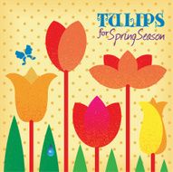 Vector retro stylized red tulips spring flowers