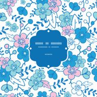 Vector blue and pink kimono blossoms frame seamless pattern background N2