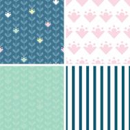 Vector blloming vines stripes set of four marching repeat patterns
