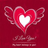 red background with valentine heart vector N2