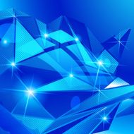Plastic grain fond with blue dimensional geometric template