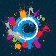 Colorful vector ink splash seamless pattern with overlap circles N4