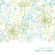 Vector mysterious green garden horizontal frame seamless pattern background N2