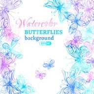 Watercolor colourful butterflies background