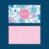 Vector blue and pink kimono blossoms vertical round frame pattern N5