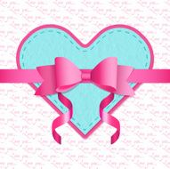 Valentines day greeting card template Textured heart with bow N2