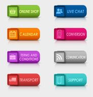 Colored set rectangular square web buttons N2
