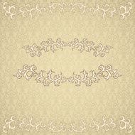 Vintage frame with damask seamless background