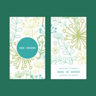 Vector mysterious green garden vertical round frame pattern business cards