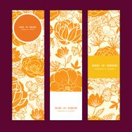 Vector golden art flowers vertical banners set pattern background