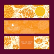 Vector golden art flowers horizontal banners set pattern background