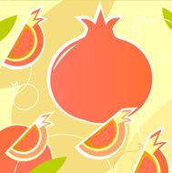 Pomegranate - wild retro vector stylized texture ( orange )