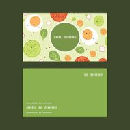 Vector fresh salad vertical round frame pattern business cards set