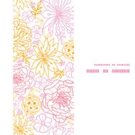 Vector flowers outlined vertical frame seamless pattern background