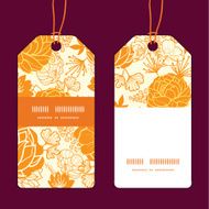 Vector golden art flowers vertical stripe frame pattern tags set N2