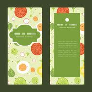 Vector fresh salad vertical frame pattern invitation greeting cards set N2