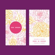 Vector flowers outlined vertical round frame pattern business cards set N2