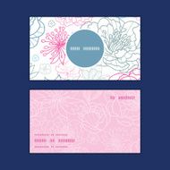 Vector gray and pink lineart florals vertical round frame pattern N5
