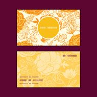 Vector golden art flowers vertical round frame pattern business cards