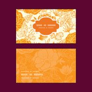 Vector golden art flowers horizontal frame pattern business cards set