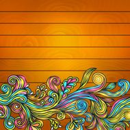 Floral doodle on wood background N2