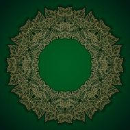 Green luxury pattern with gold leaves frame N2