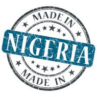made in NIGERIA blue grunge stamp isolated on white background