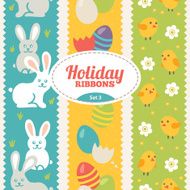 Set of festive ribbons with easter elements