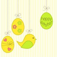 Easter eggs and bird in patchwork style N2