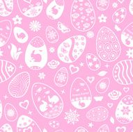 Seamless pattern of Easter eggs white on pink