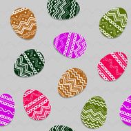 Easter eggs with hand drawn ornament Seamless vector pattern