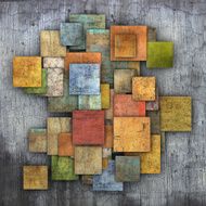 3d fragmented multiple color square tile grunge pattern backdrop N12