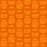 Funny seamless pattern with a colorful citrus jam jars