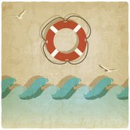 Vintage marine background with lifebuoy N2