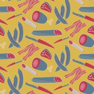 Seamless vector meat pattern on yellow N2