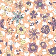 Seamless plant texture of futuristic fantastic flowers twigs and leaves N2