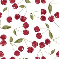 seamless cherry texture pattern of leaves stalks and berries